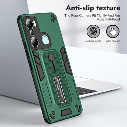 For Infinix Hot 20i 4G Kickstand Phone Case TPU+PC Protective Cover with Secure Silicone Ring Strap