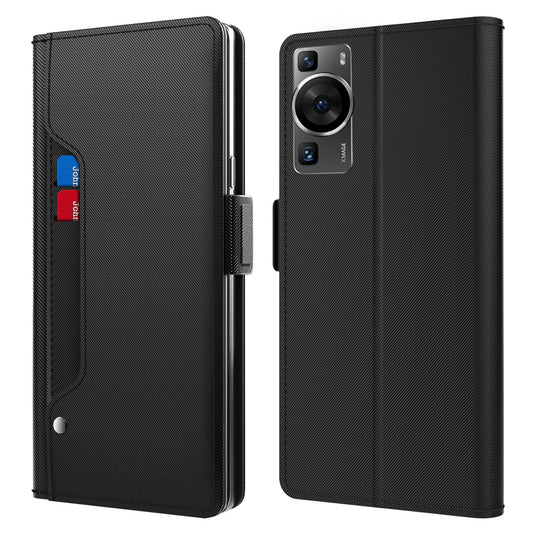 For Huawei P60 Phone Case with Mirror Card Holder PU Leather Stand Phone Cover