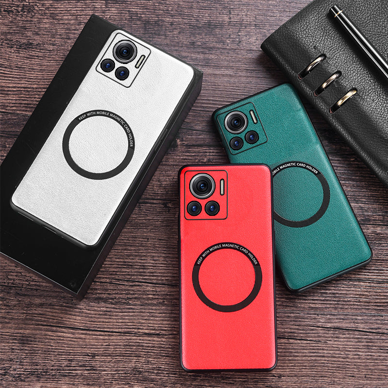 For Motorola Moto X30 Pro 5G / Edge 30 Ultra 5G Magnetic Back Cover Compatible with MagSafe PU Leather+PC+TPU Phone Case