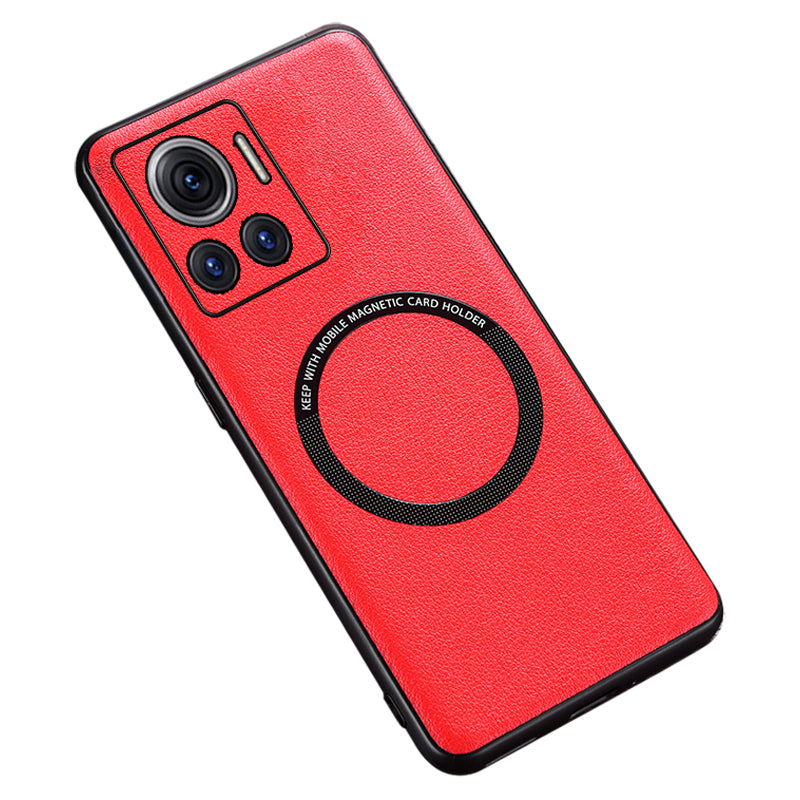 For Motorola Moto X30 Pro 5G / Edge 30 Ultra 5G Magnetic Back Cover Compatible with MagSafe PU Leather+PC+TPU Phone Case