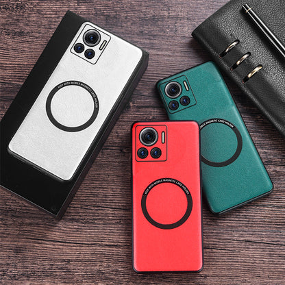 For Motorola Moto X30 Pro 5G / Edge 30 Ultra 5G Magnetic Back Cover Compatible with MagSafe PU Leather+PC+TPU Phone Case