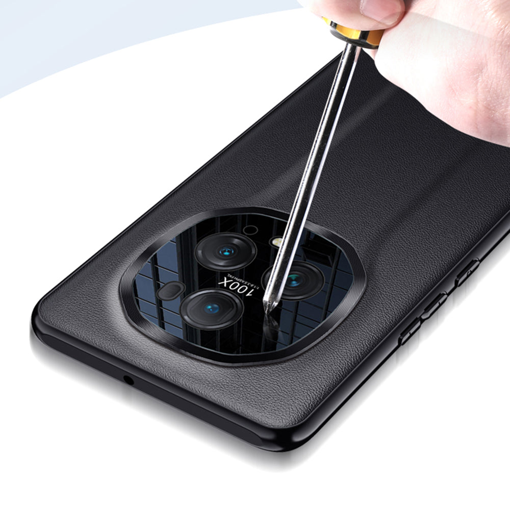 For Honor Magic5 Ultimate 5G PU Leather Coated TPU+PC Phone Case with Metal Lens Protector (2nd Gen)