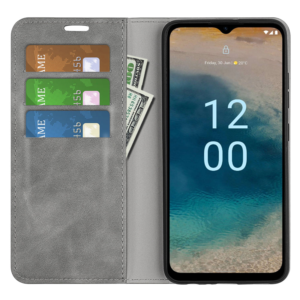 For Nokia G22 4G Magnetic Auto Closing Skin-touch Protective Shell Leather Stand Wallet Phone Case