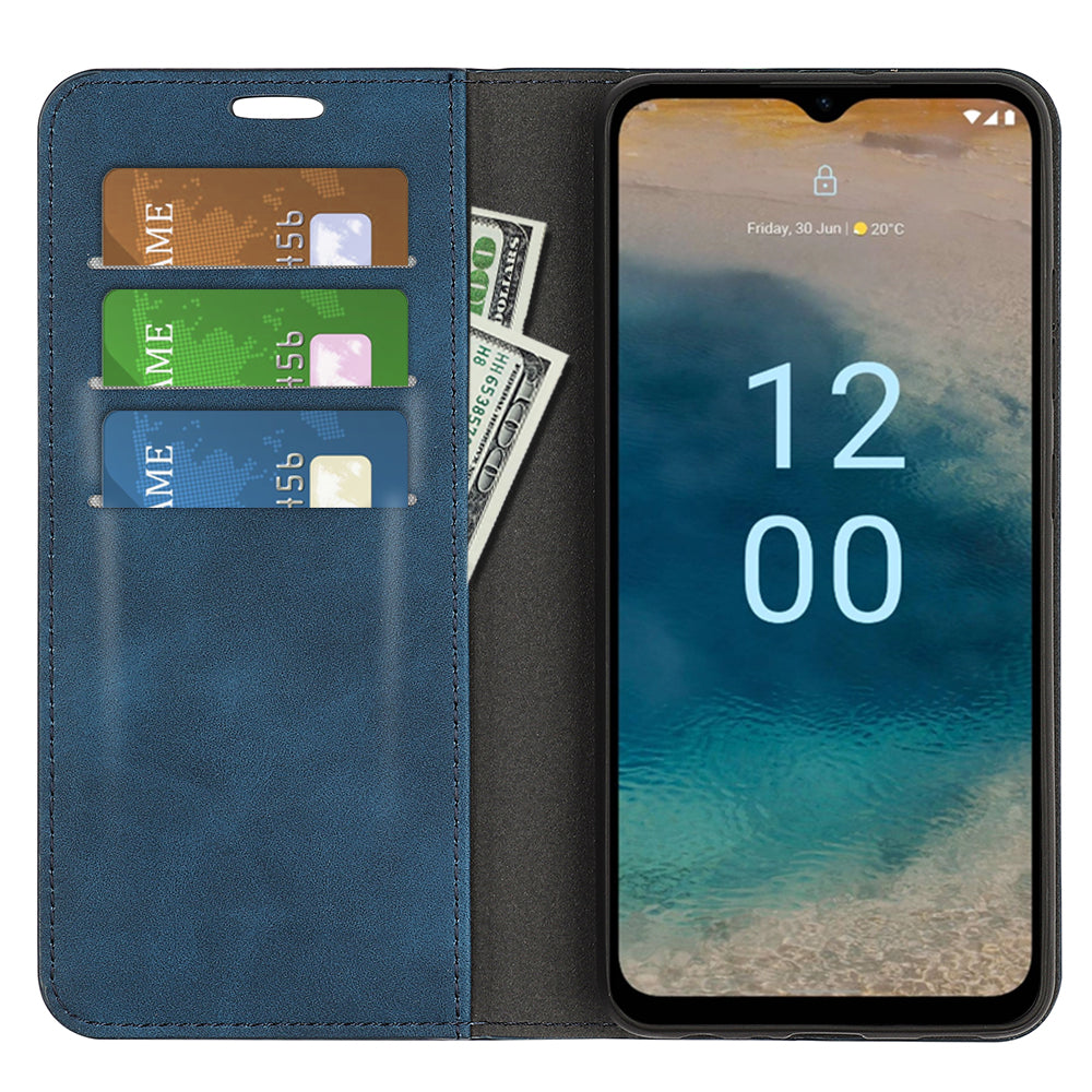For Nokia G22 4G Magnetic Auto Closing Skin-touch Protective Shell Leather Stand Wallet Phone Case