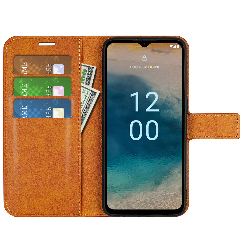 For Nokia G22 4G Leather Wallet Cell Phone Case Square Magnetic Clasp Calf Texture Stand Cover
