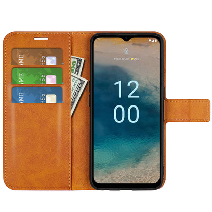 For Nokia G22 4G Leather Wallet Cell Phone Case Square Magnetic Clasp Calf Texture Stand Cover