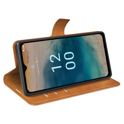 For Nokia G22 4G Leather Wallet Cell Phone Case Square Magnetic Clasp Calf Texture Stand Cover