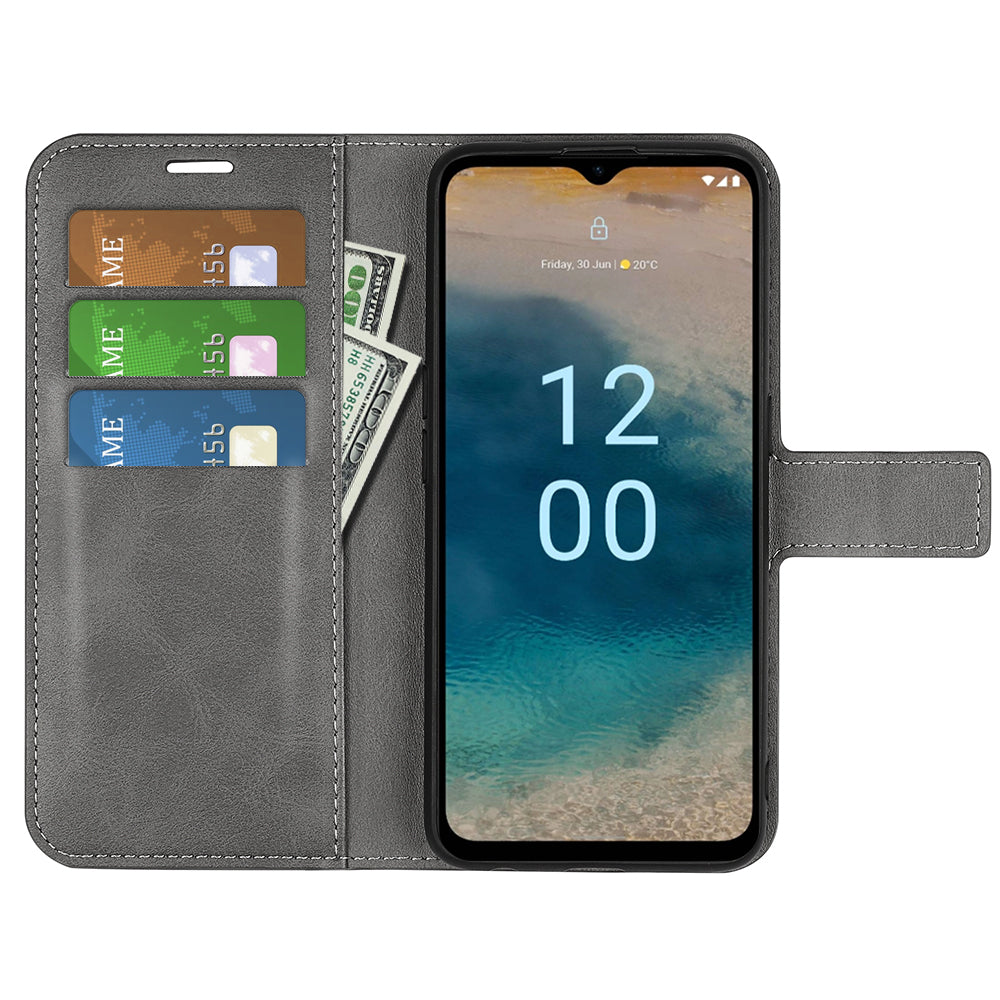 For Nokia G22 4G Leather Wallet Cell Phone Case Square Magnetic Clasp Calf Texture Stand Cover