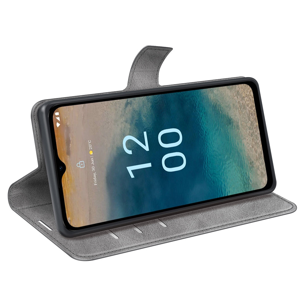 For Nokia G22 4G Leather Wallet Cell Phone Case Square Magnetic Clasp Calf Texture Stand Cover