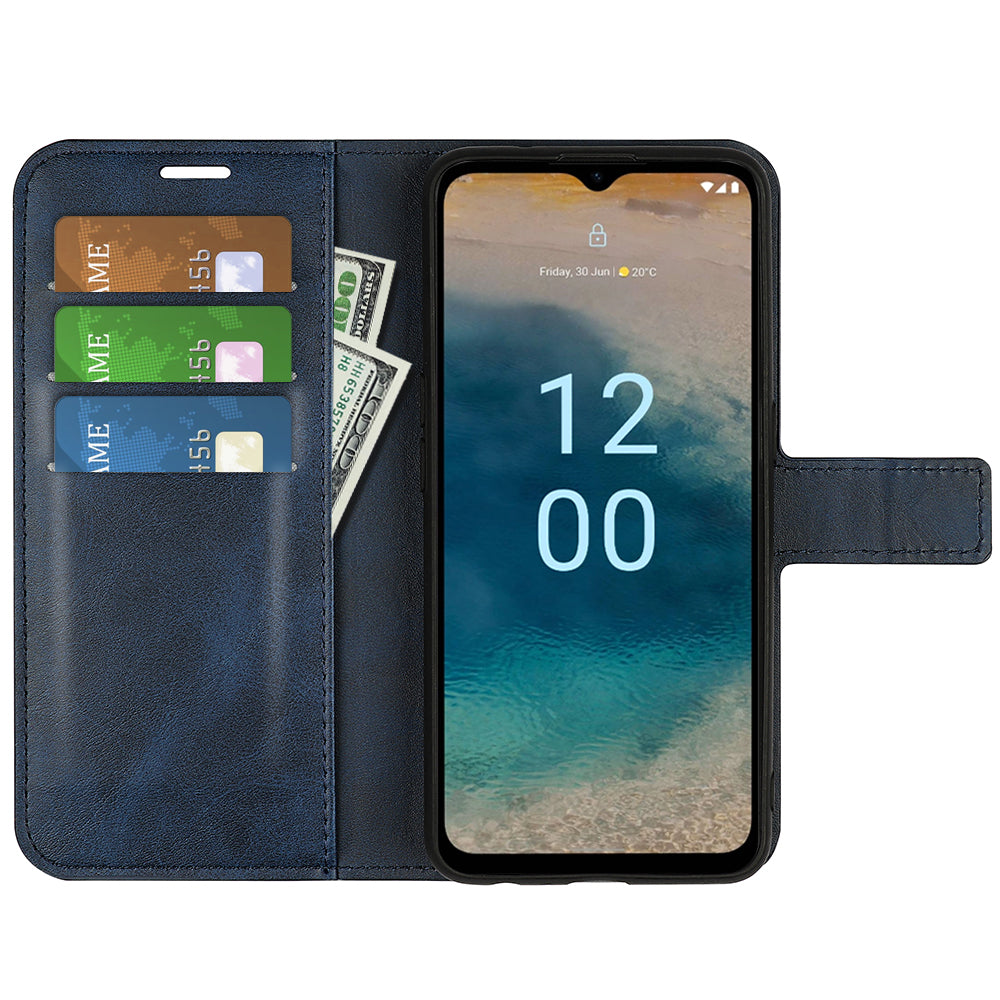 For Nokia G22 4G Leather Wallet Cell Phone Case Square Magnetic Clasp Calf Texture Stand Cover