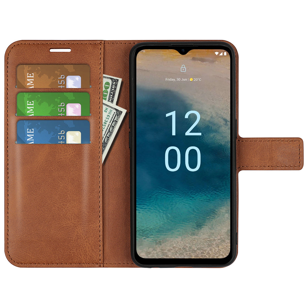For Nokia G22 4G Leather Wallet Cell Phone Case Square Magnetic Clasp Calf Texture Stand Cover