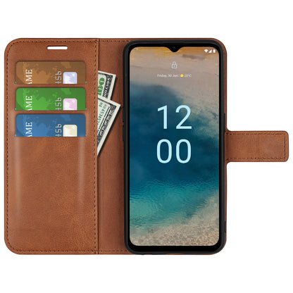 For Nokia G22 4G Leather Wallet Cell Phone Case Square Magnetic Clasp Calf Texture Stand Cover