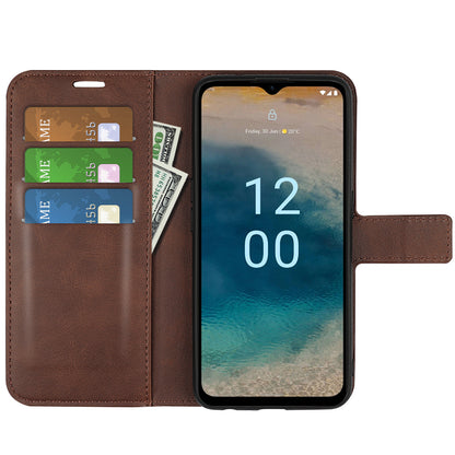 For Nokia G22 4G Leather Wallet Cell Phone Case Square Magnetic Clasp Calf Texture Stand Cover