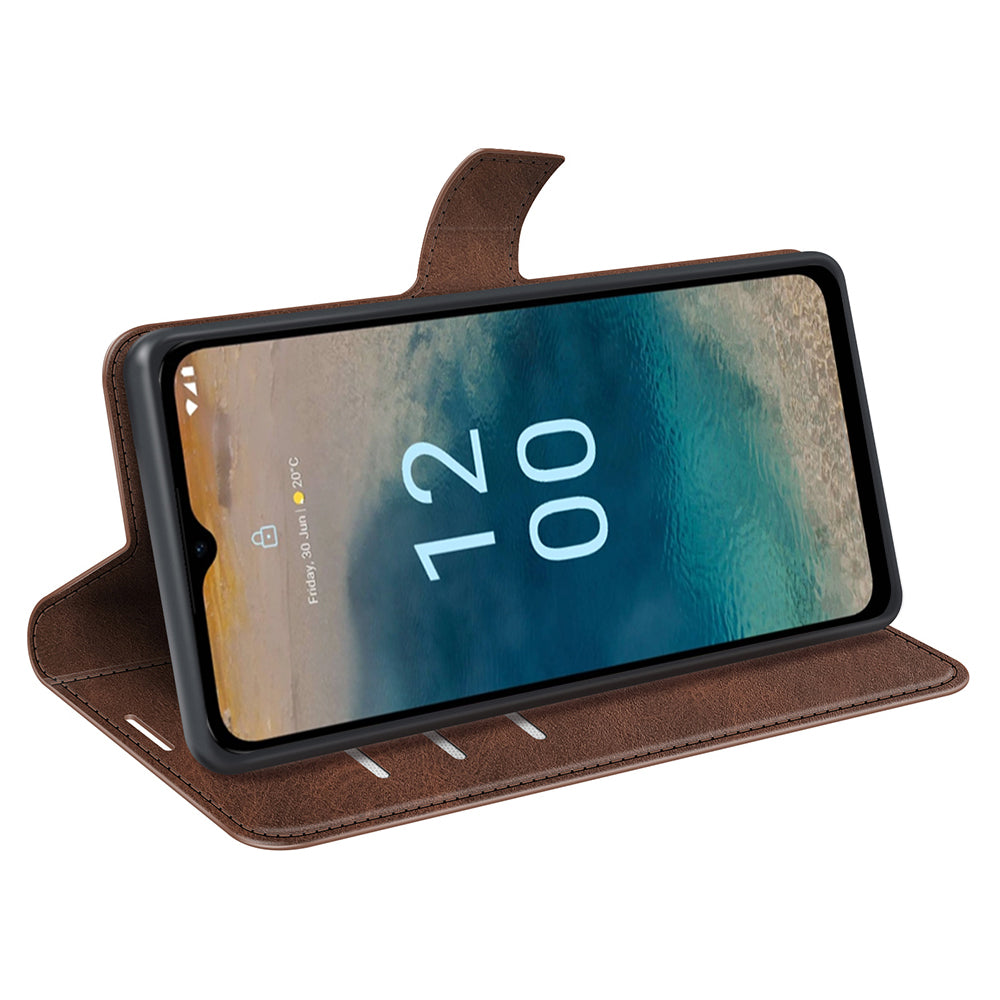 For Nokia G22 4G Leather Wallet Cell Phone Case Square Magnetic Clasp Calf Texture Stand Cover