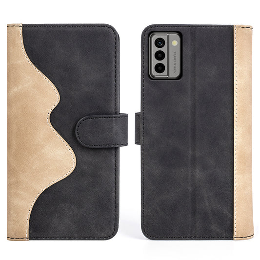 For Nokia G22 4G Leather Wallet Stand Case Dual Color Splicing Cell Phone Anti-drop Cover