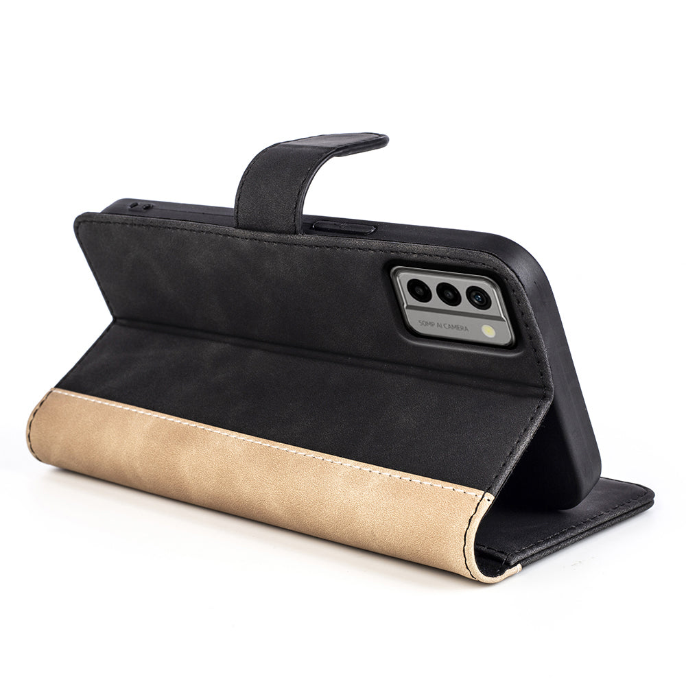 For Nokia G22 4G Leather Wallet Stand Case Dual Color Splicing Cell Phone Anti-drop Cover