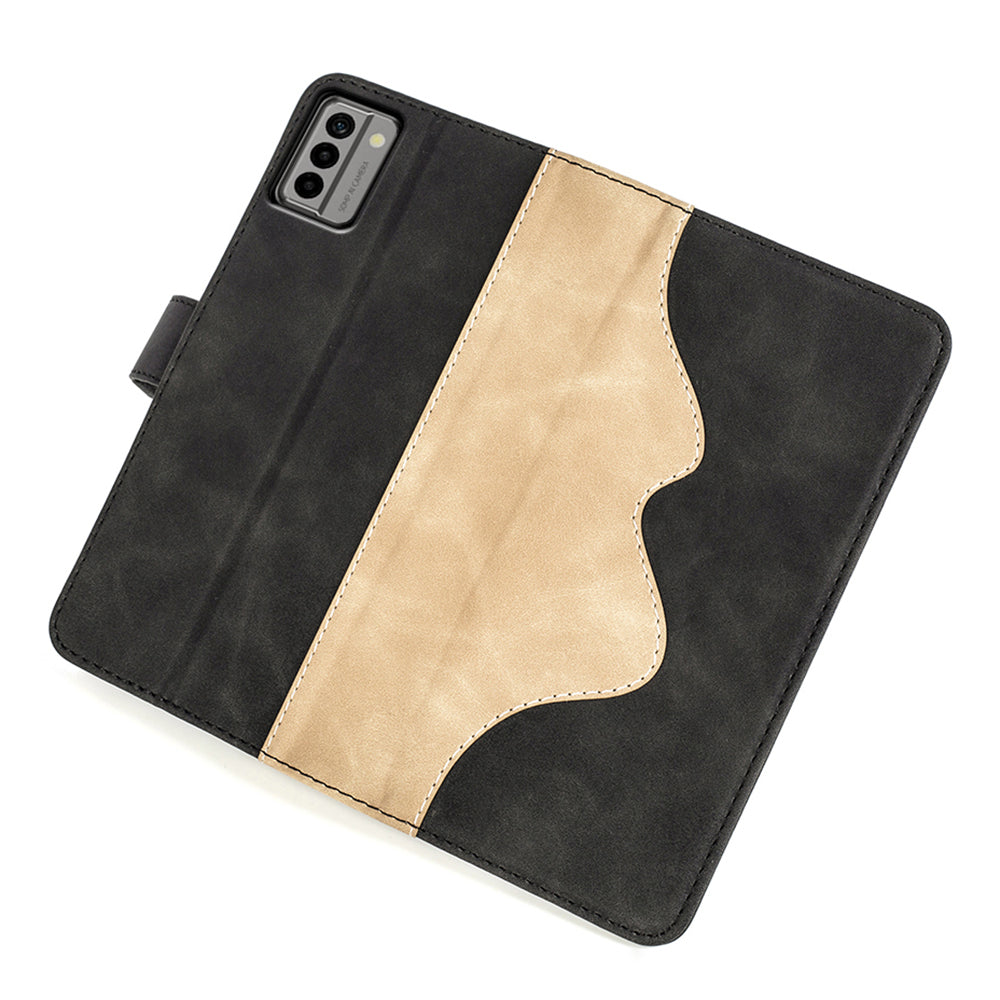 For Nokia G22 4G Leather Wallet Stand Case Dual Color Splicing Cell Phone Anti-drop Cover