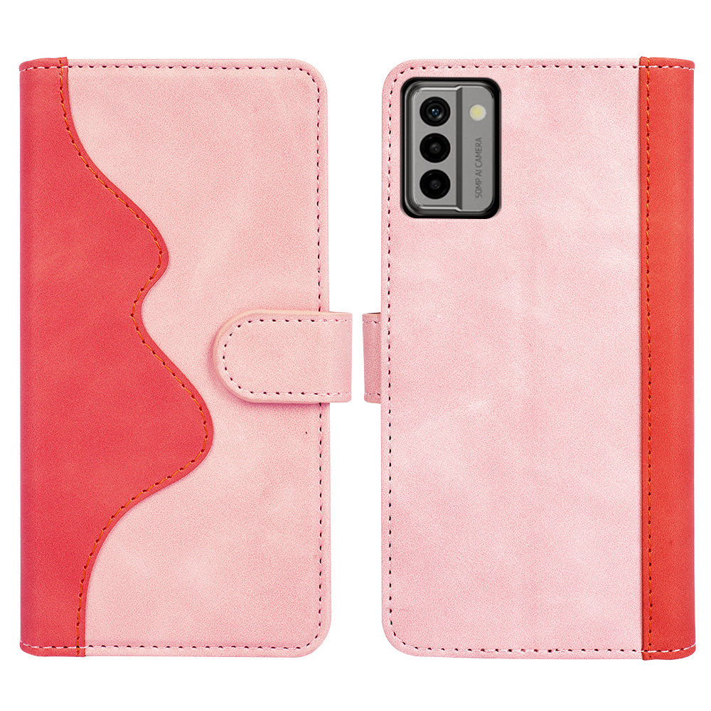 For Nokia G22 4G Leather Wallet Stand Case Dual Color Splicing Cell Phone Anti-drop Cover