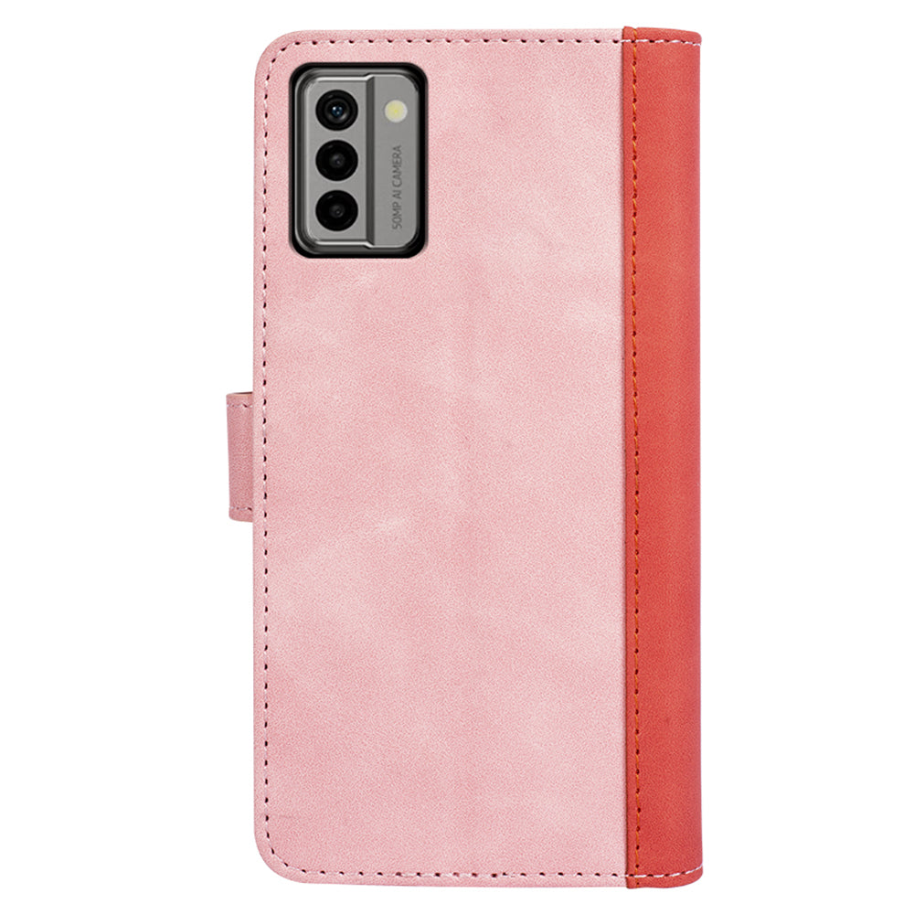 For Nokia G22 4G Leather Wallet Stand Case Dual Color Splicing Cell Phone Anti-drop Cover