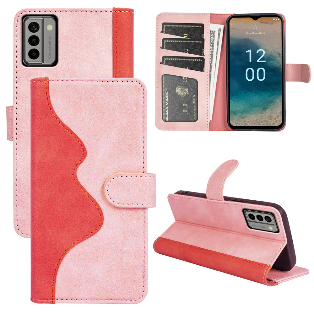 For Nokia G22 4G Leather Wallet Stand Case Dual Color Splicing Cell Phone Anti-drop Cover