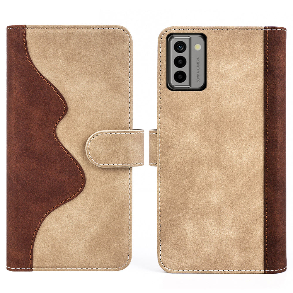 For Nokia G22 4G Leather Wallet Stand Case Dual Color Splicing Cell Phone Anti-drop Cover