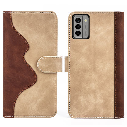 For Nokia G22 4G Leather Wallet Stand Case Dual Color Splicing Cell Phone Anti-drop Cover