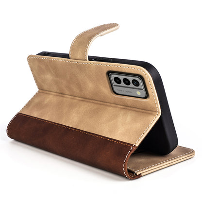 For Nokia G22 4G Leather Wallet Stand Case Dual Color Splicing Cell Phone Anti-drop Cover