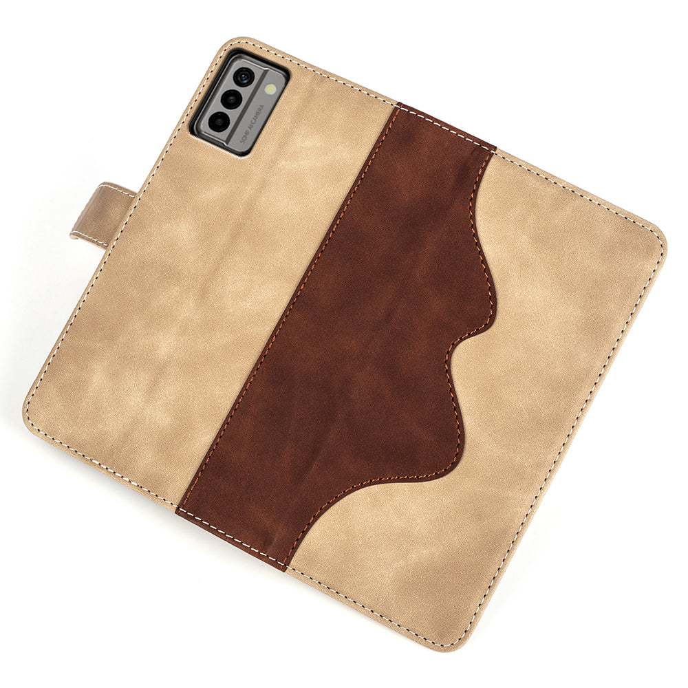 For Nokia G22 4G Leather Wallet Stand Case Dual Color Splicing Cell Phone Anti-drop Cover