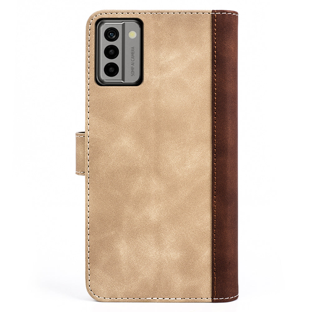 For Nokia G22 4G Leather Wallet Stand Case Dual Color Splicing Cell Phone Anti-drop Cover