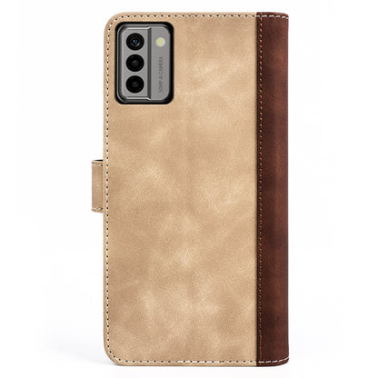 For Nokia G22 4G Leather Wallet Stand Case Dual Color Splicing Cell Phone Anti-drop Cover