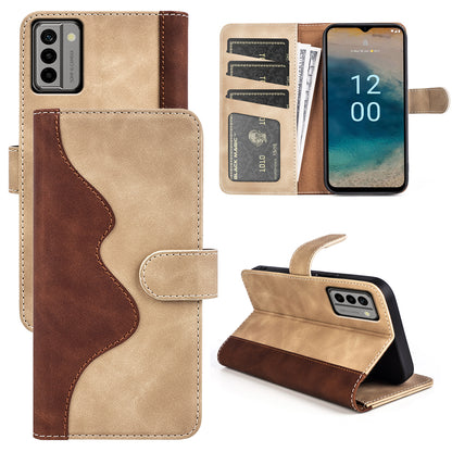 For Nokia G22 4G Leather Wallet Stand Case Dual Color Splicing Cell Phone Anti-drop Cover
