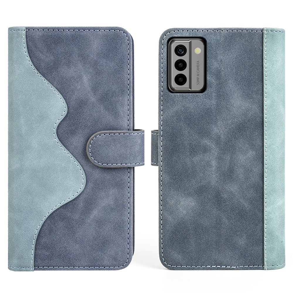 For Nokia G22 4G Leather Wallet Stand Case Dual Color Splicing Cell Phone Anti-drop Cover
