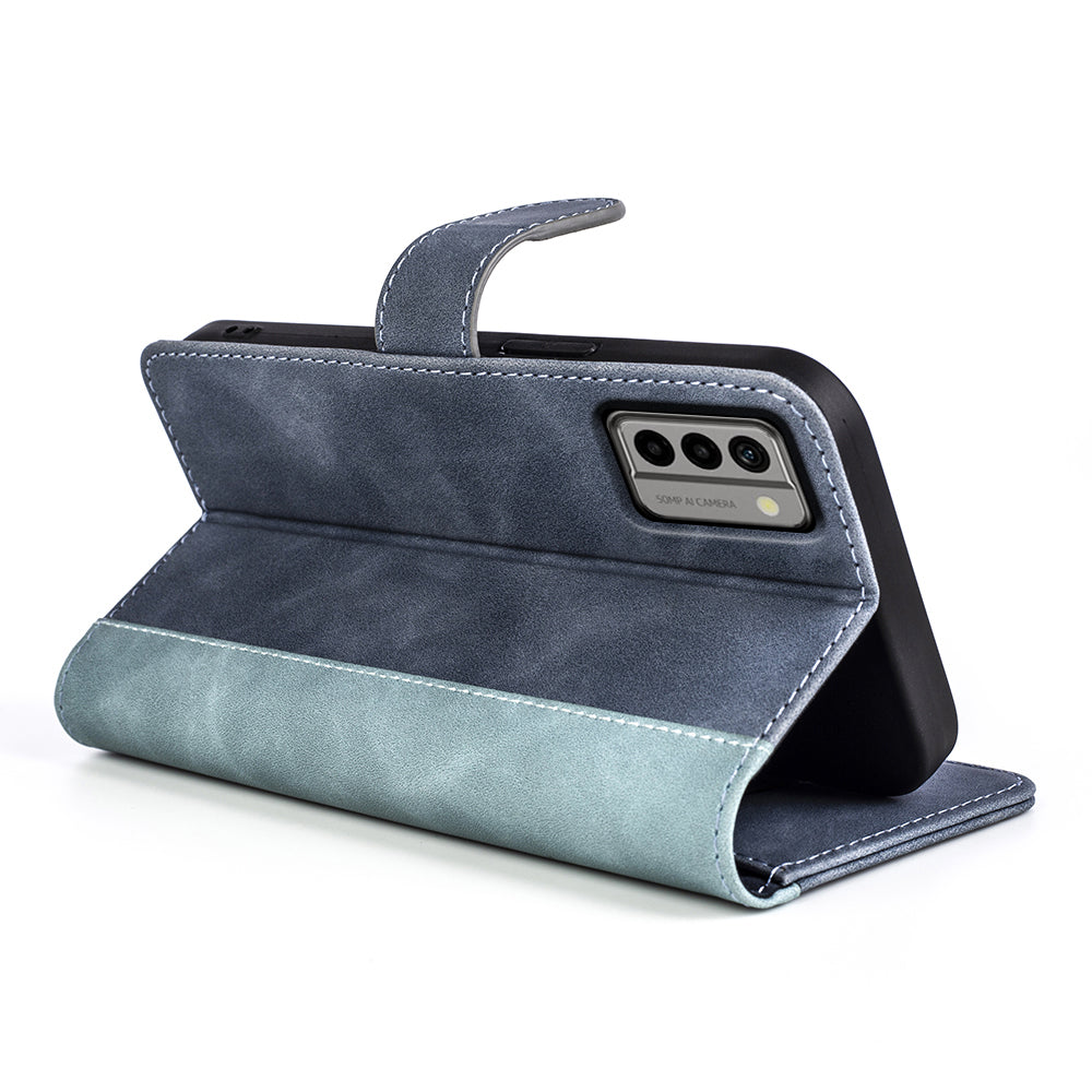 For Nokia G22 4G Leather Wallet Stand Case Dual Color Splicing Cell Phone Anti-drop Cover