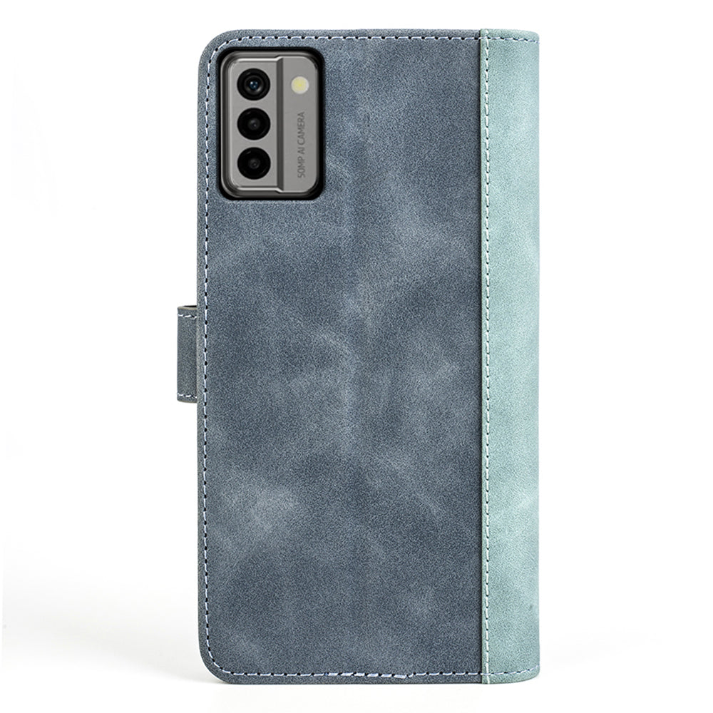 For Nokia G22 4G Leather Wallet Stand Case Dual Color Splicing Cell Phone Anti-drop Cover