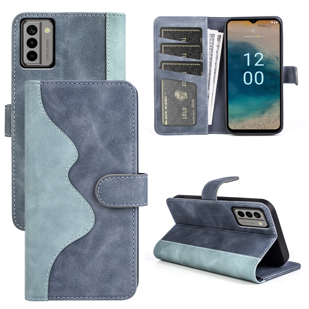 For Nokia G22 4G Leather Wallet Stand Case Dual Color Splicing Cell Phone Anti-drop Cover