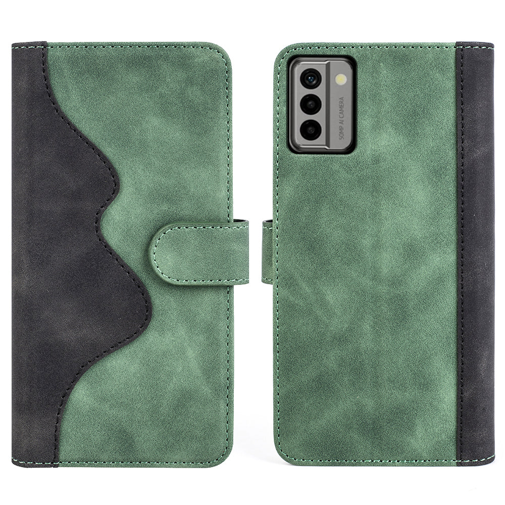For Nokia G22 4G Leather Wallet Stand Case Dual Color Splicing Cell Phone Anti-drop Cover