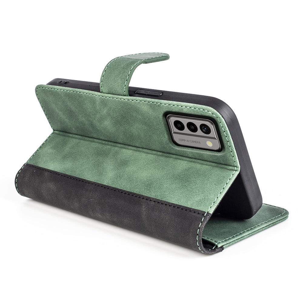 For Nokia G22 4G Leather Wallet Stand Case Dual Color Splicing Cell Phone Anti-drop Cover