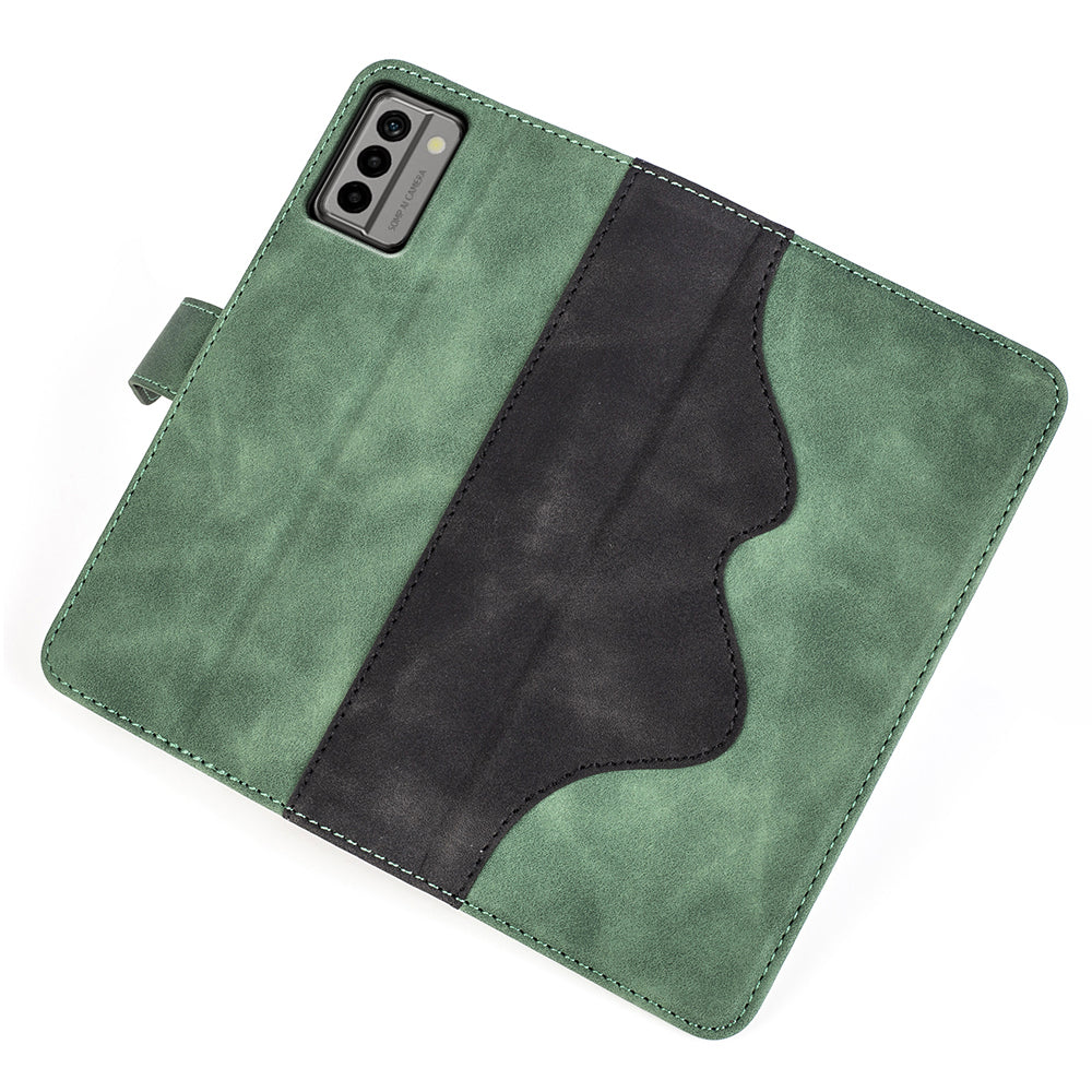 For Nokia G22 4G Leather Wallet Stand Case Dual Color Splicing Cell Phone Anti-drop Cover
