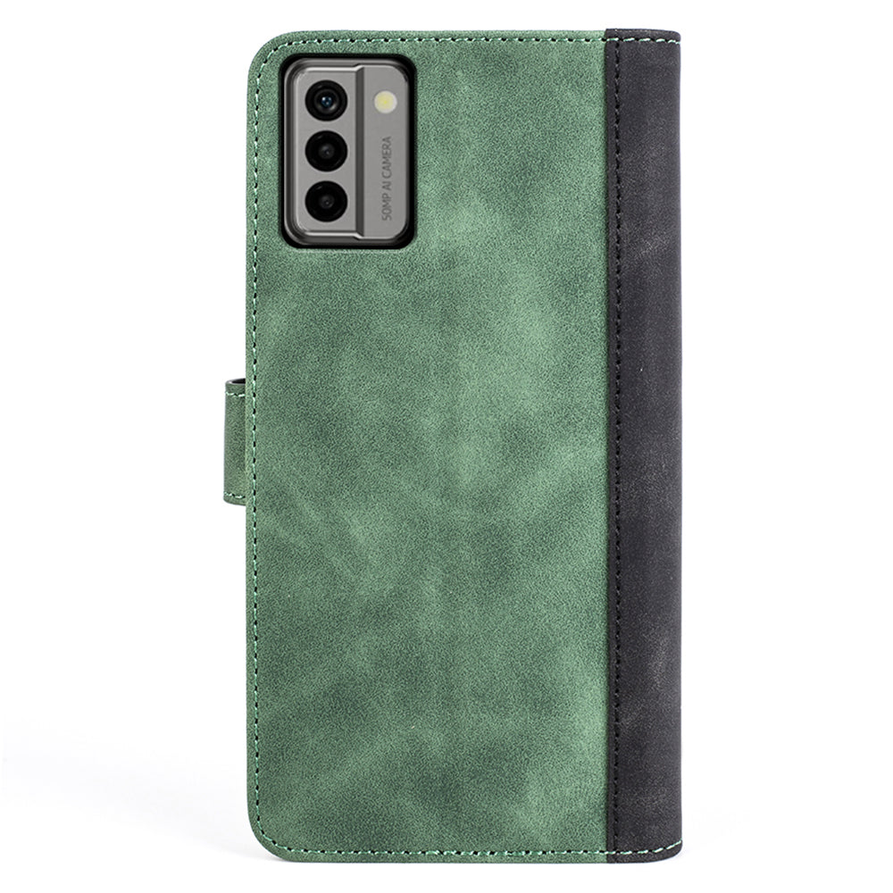 For Nokia G22 4G Leather Wallet Stand Case Dual Color Splicing Cell Phone Anti-drop Cover