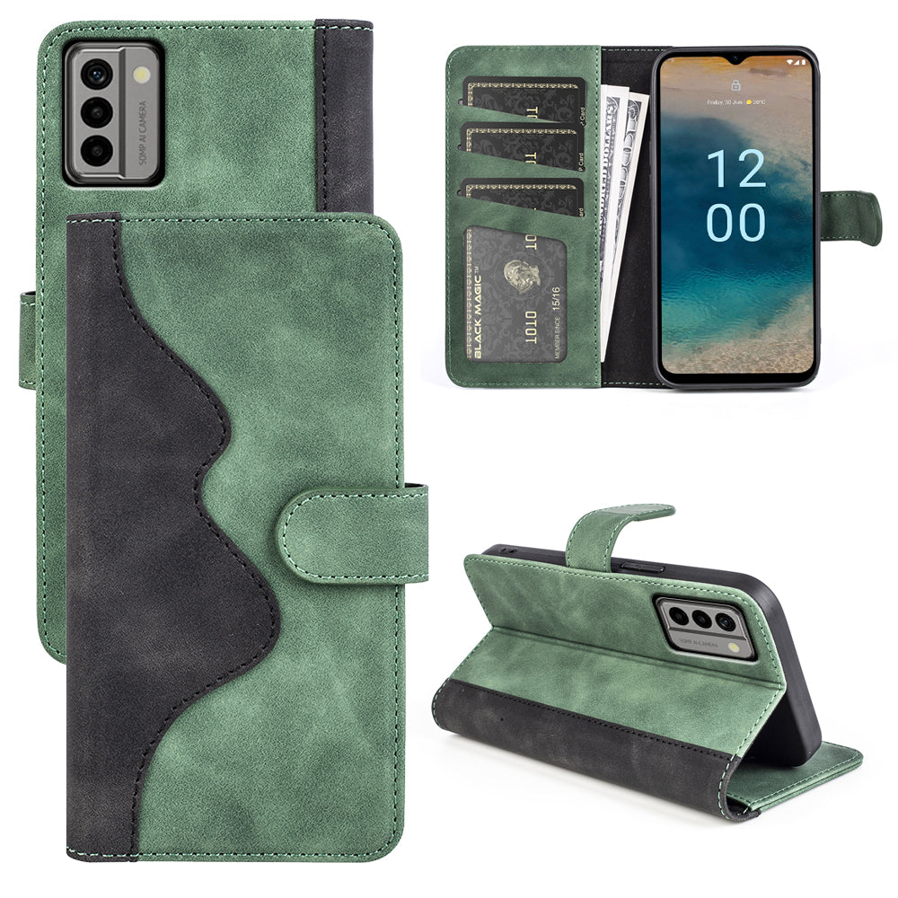 For Nokia G22 4G Leather Wallet Stand Case Dual Color Splicing Cell Phone Anti-drop Cover