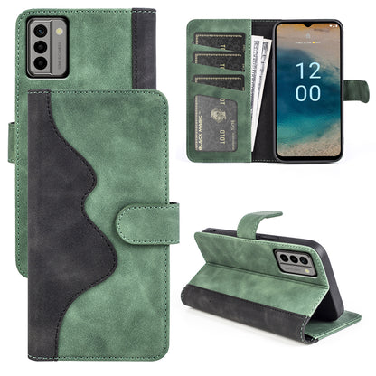 For Nokia G22 4G Leather Wallet Stand Case Dual Color Splicing Cell Phone Anti-drop Cover