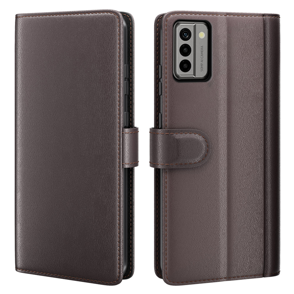 For Nokia G22 4G Genuine Cow Leather Wallet Phone Case Folding Stand Protective Cover