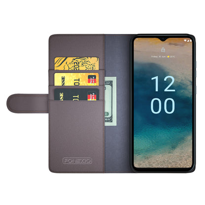 For Nokia G22 4G Genuine Cow Leather Wallet Phone Case Folding Stand Protective Cover