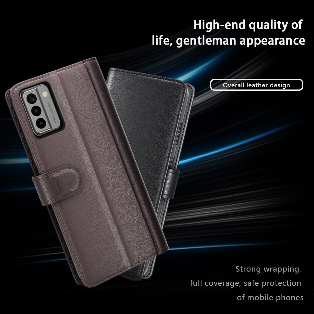For Nokia G22 4G Genuine Cow Leather Wallet Phone Case Folding Stand Protective Cover
