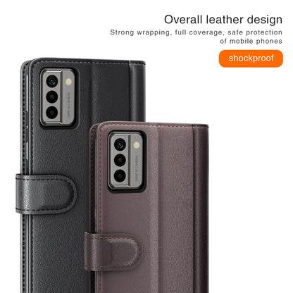 For Nokia G22 4G Genuine Cow Leather Wallet Phone Case Folding Stand Protective Cover