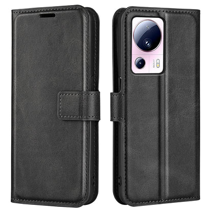 For Xiaomi 13 Lite / Civi 2 5G Square Clasp Leather Phone Case Calf Texture Wallet Stand Anti-drop Cover