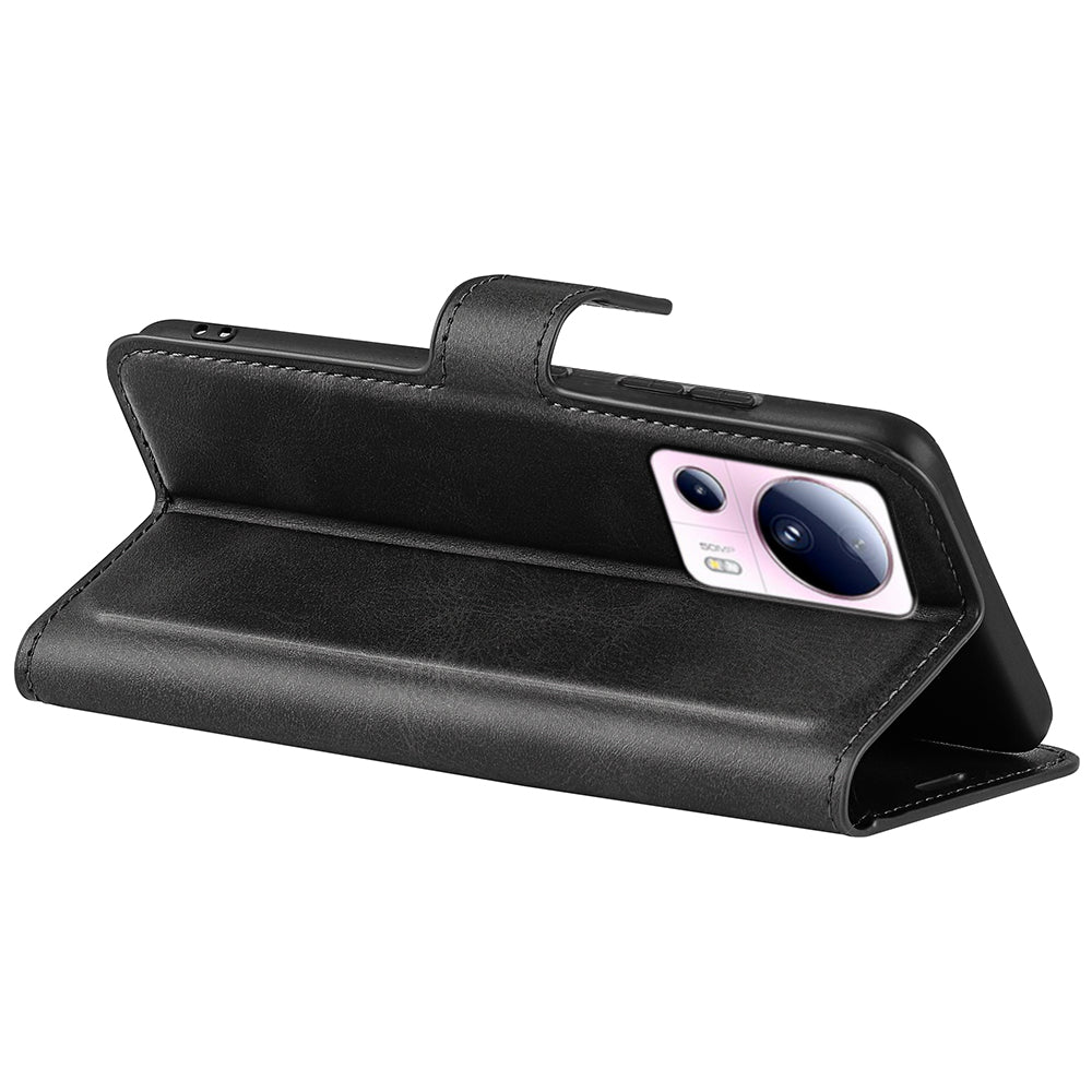 For Xiaomi 13 Lite / Civi 2 5G Square Clasp Leather Phone Case Calf Texture Wallet Stand Anti-drop Cover