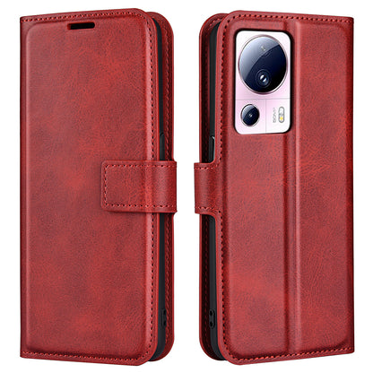 For Xiaomi 13 Lite / Civi 2 5G Square Clasp Leather Phone Case Calf Texture Wallet Stand Anti-drop Cover