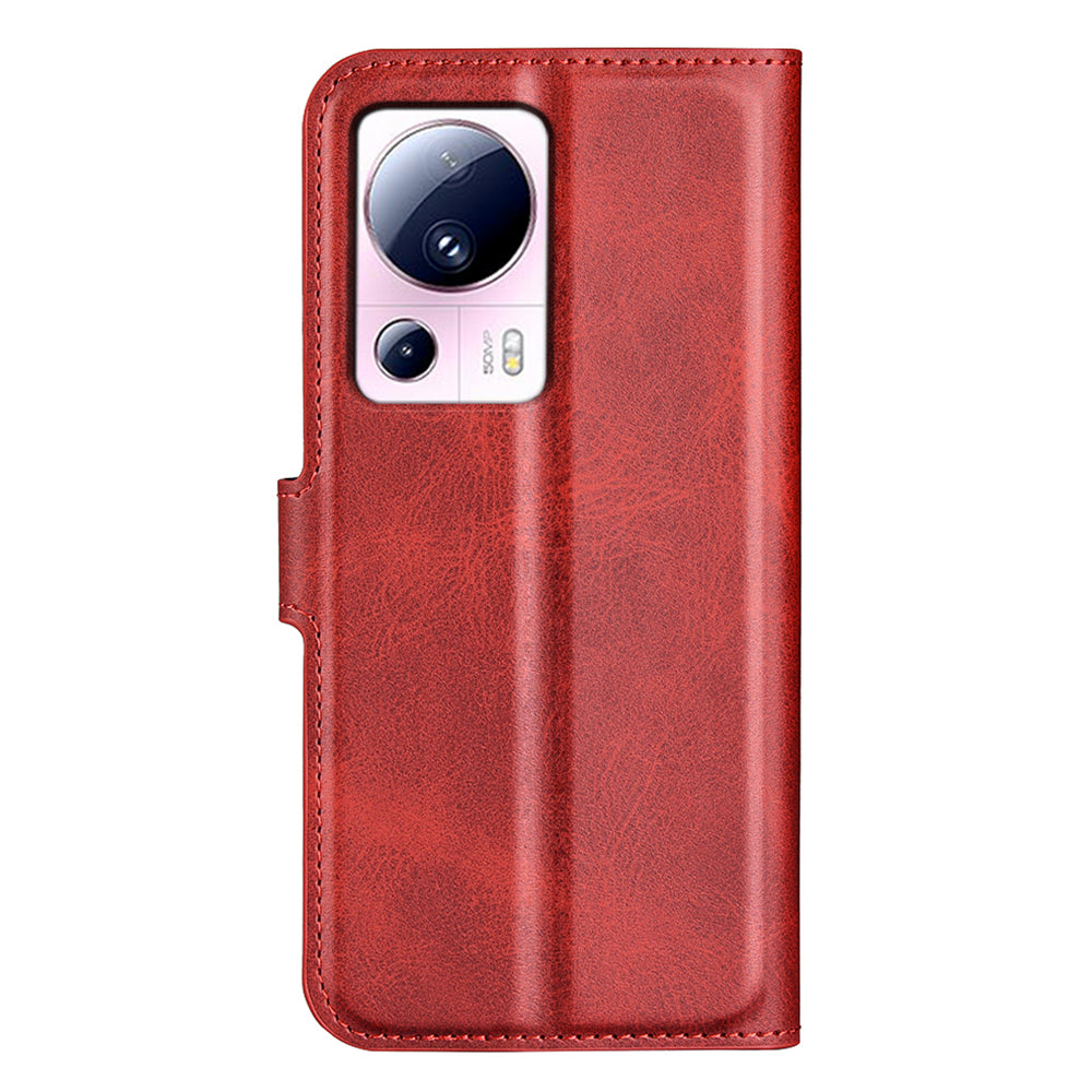 For Xiaomi 13 Lite / Civi 2 5G Square Clasp Leather Phone Case Calf Texture Wallet Stand Anti-drop Cover