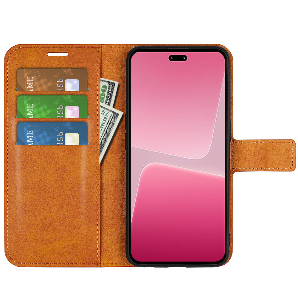For Xiaomi 13 Lite / Civi 2 5G Square Clasp Leather Phone Case Calf Texture Wallet Stand Anti-drop Cover